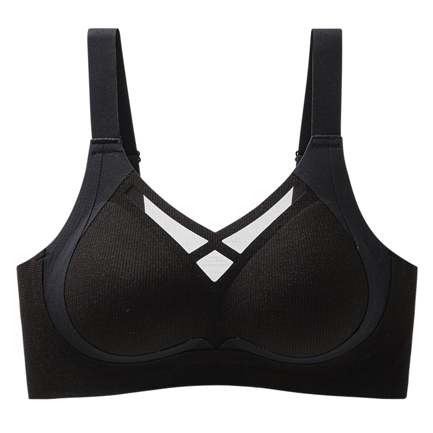 

Бесшовный беспроводной бюстгальтер с поддержкой для большой груди - Предотвращающий провисание, мягкий и удобный для осени/зимы 2XL 40/90BCD чёрный