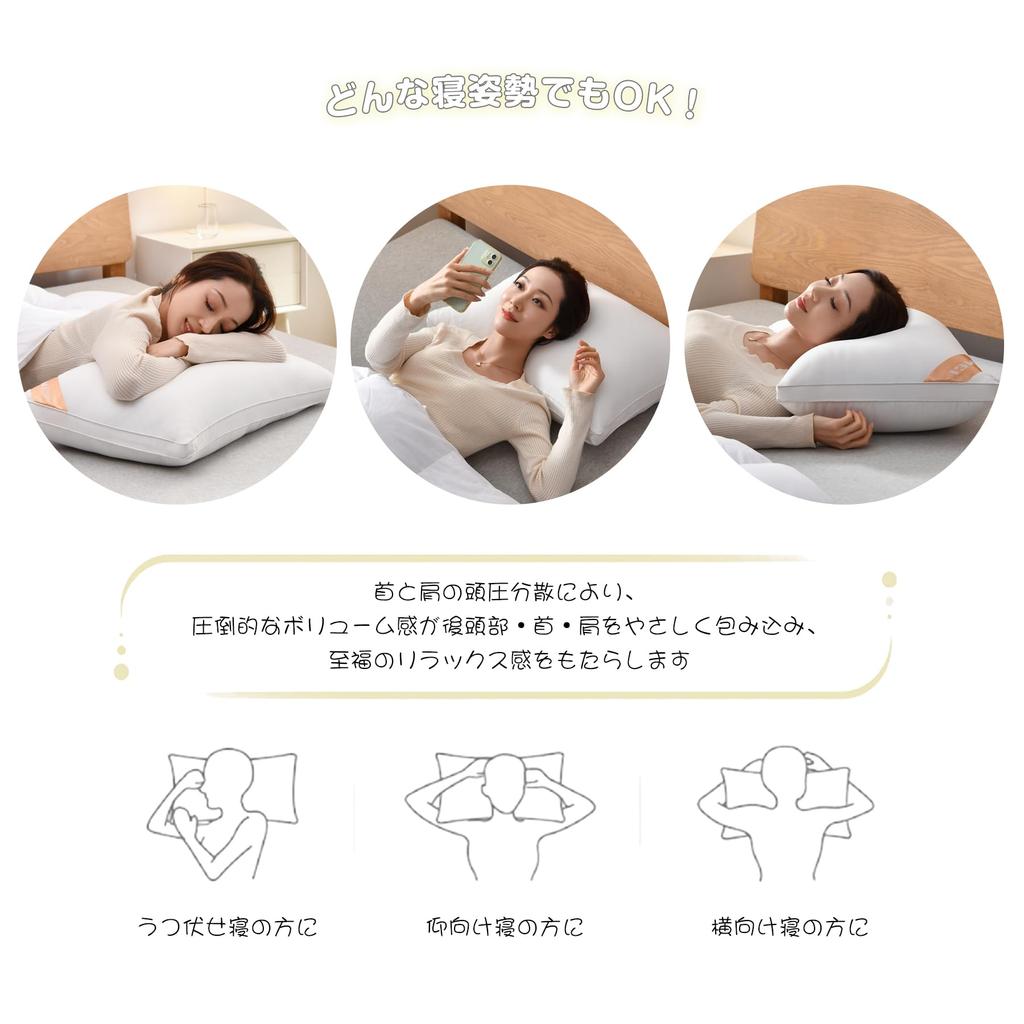 Hotel-quality Pillow with Two Pillowcases, Suitable for Side Sleepers, Breathable, Washable, 3D Construction, Gift Included (63 X 43 X 20 Cm, Navy)