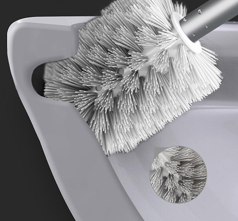Wall-Mounted Toilet Brush with Long Handle - No-Punch Installation, No Dead Corners, Bathroom Cleaning Set