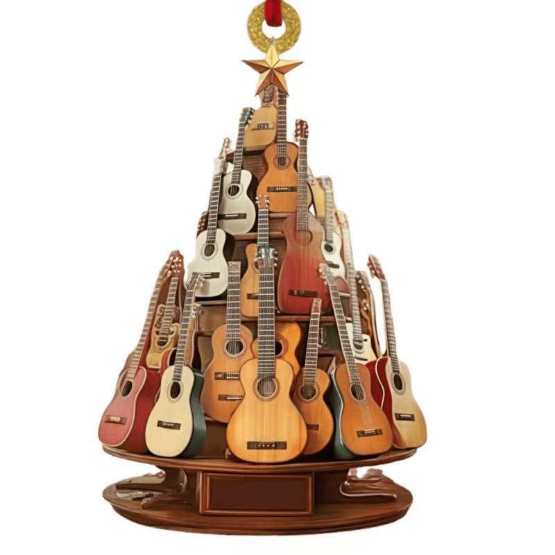 

Акриловая плоская гитара Рождественская елочная игрушка и подвеска для рюкзака