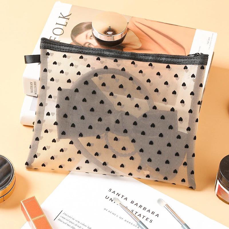Small Large Black Makeup Bag Mesh Clear Cosmetic Bags Women Travel Toiletry Organizer Lipstick Storage Pouch Pencil Case