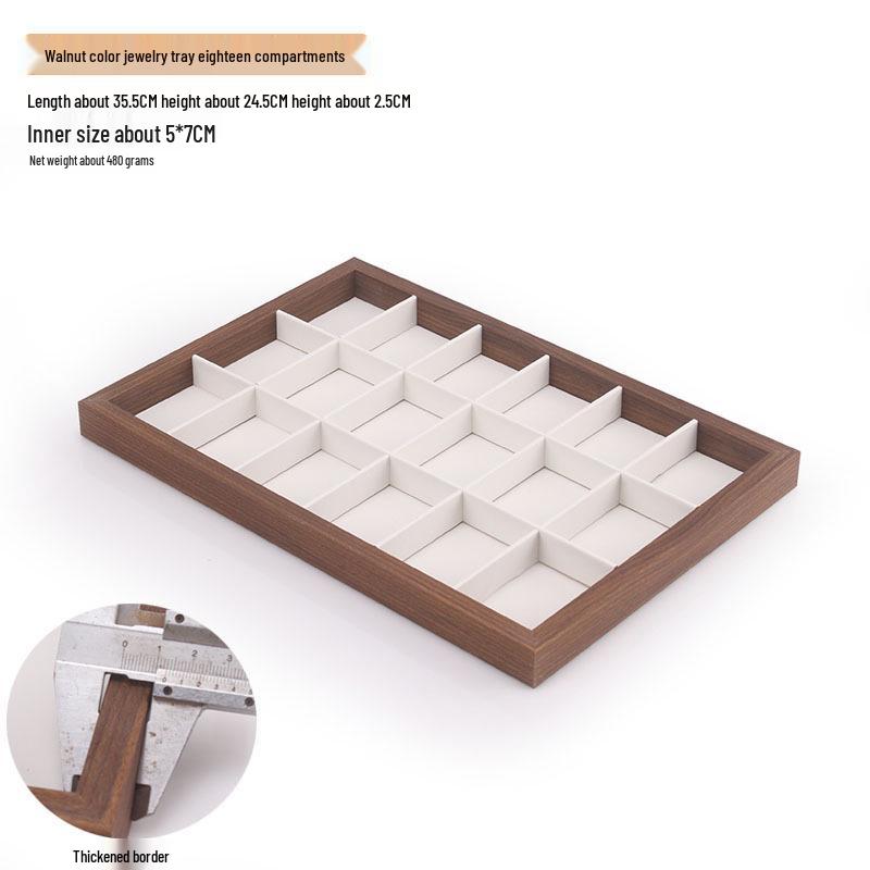 Schmuckschatulle aus Walnussholz mit weißem Leder und Deckel, staubdichte Aufbewahrung für Ohrringe, Ringe, Halsketten und Armbänder.