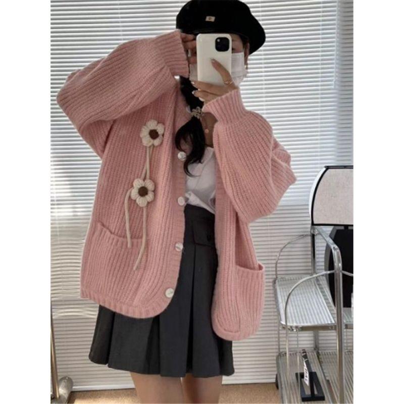 Women's Korean-Style Thick Knit Cardigan: Soft, Cozy, and Gentle Mori Fashion for Fall/Winter