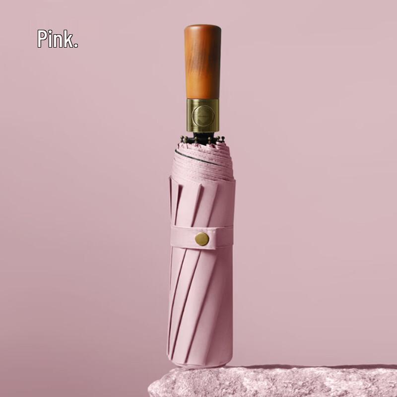 OEING Oversized 12-Rib Foldable Umbrella with Wood Handle