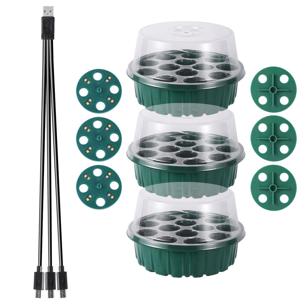 Tall Full Spectrum LED Grow Lights Seedling Tray Seed Starter Germination Box Greenhouse Indoor Garden Growing Pot 6/12/13 Cells