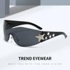 Cycling, Travel Women and Men Cool Fashion Shades UV400 Protection Sun Glasses Rimless Y2K Sunglasses Wrap Around Stars Decor