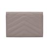 Saint Laurent Ysl Cassandre Metal Letter Logo Short Snap Closure Leather Envelope Wallet Women Wallet Gray 414404-BOW0J-1202