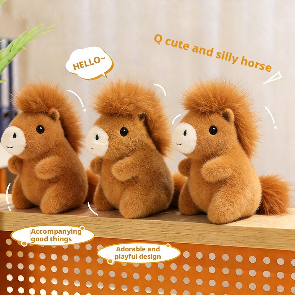 Mini Horse Plush Toy Cute Fluffy Baby Horse Stuffed Animal Desktop Pets Decor New Year Mascot Gift For Kids Friends 13Cm