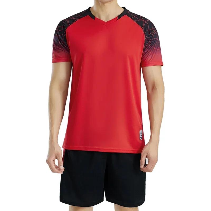 Soccer Jersey Set for Men Soccer Tracksuit Jersey Kit Quick Drying Breathable Man Children Team Training Football Uniform
