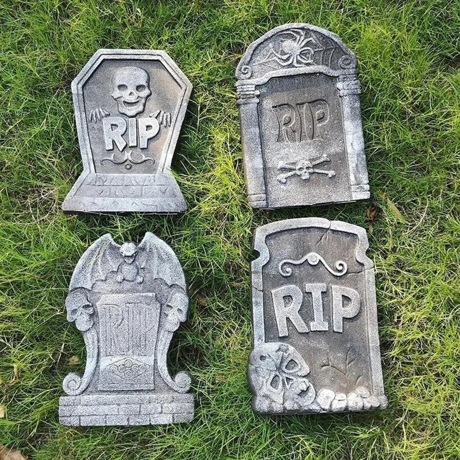Halloween Foam Tombstone Decoration RIP Skull Graveyard Prop Haunted House Party Garden Cemetery Outdoor Horror Decor Supplies
