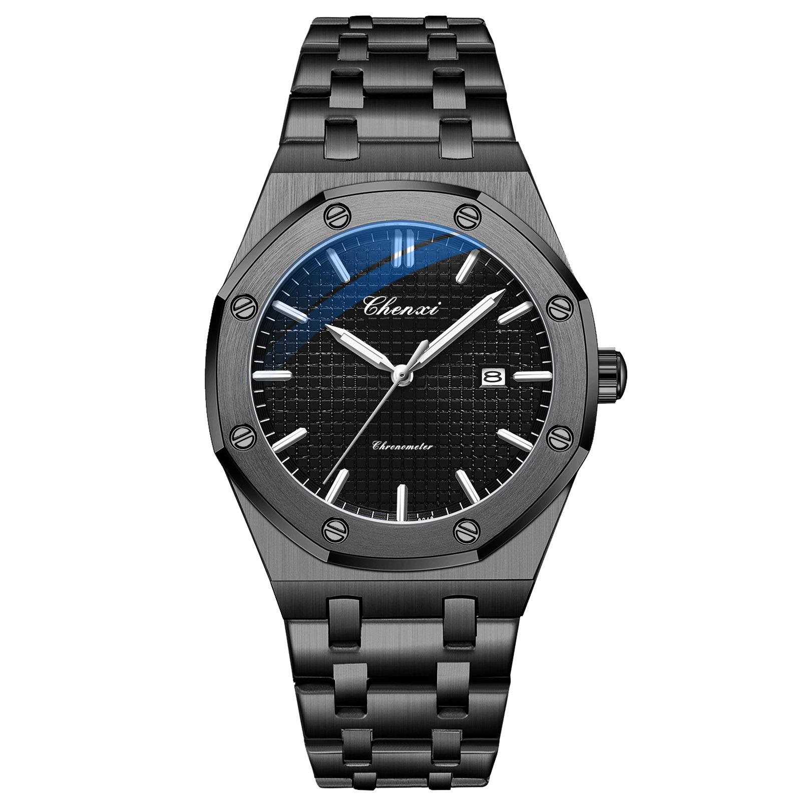 

Мужские повседневные часы с календарем из нержавеющей стали CX0727 чёрный