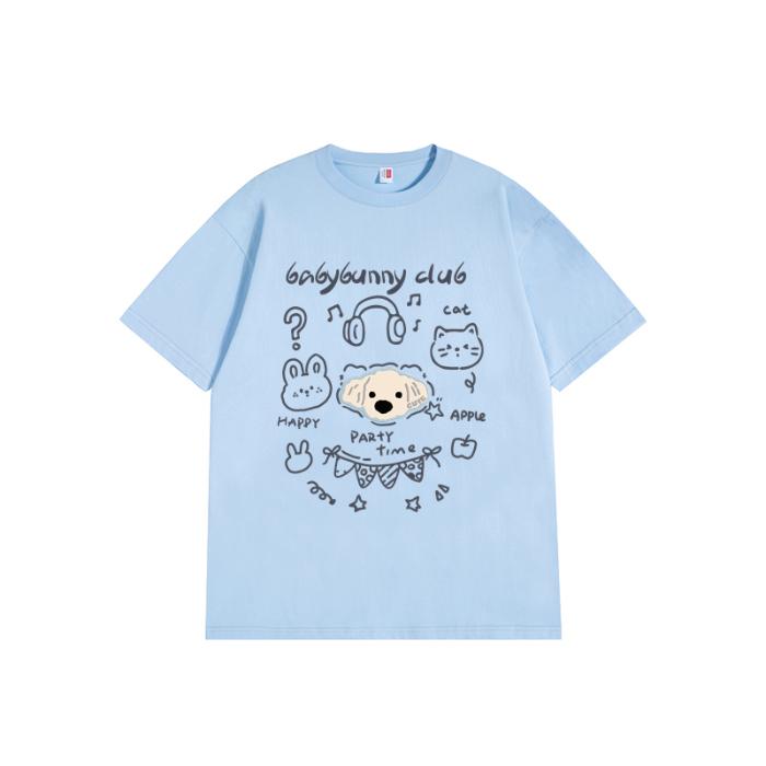 harajuku Round Neck oversize Casual Y2K Tops young girl t shirts 2025 summer pure cotton Women funny cartoon Print T-Shirt streetwear