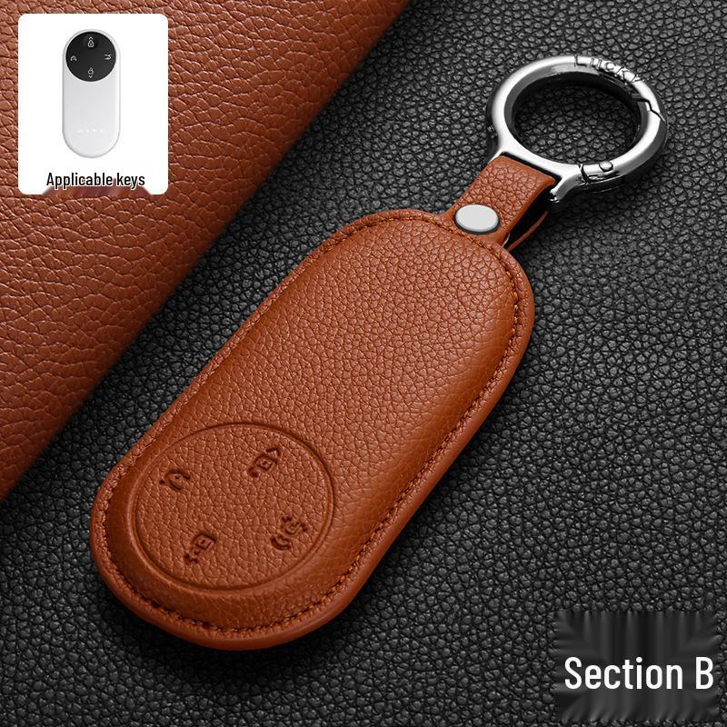 Genuine Leather Key Case for AITO Huawei Wenjie M8/M9, M5/M7 Refresh Car Key Shell