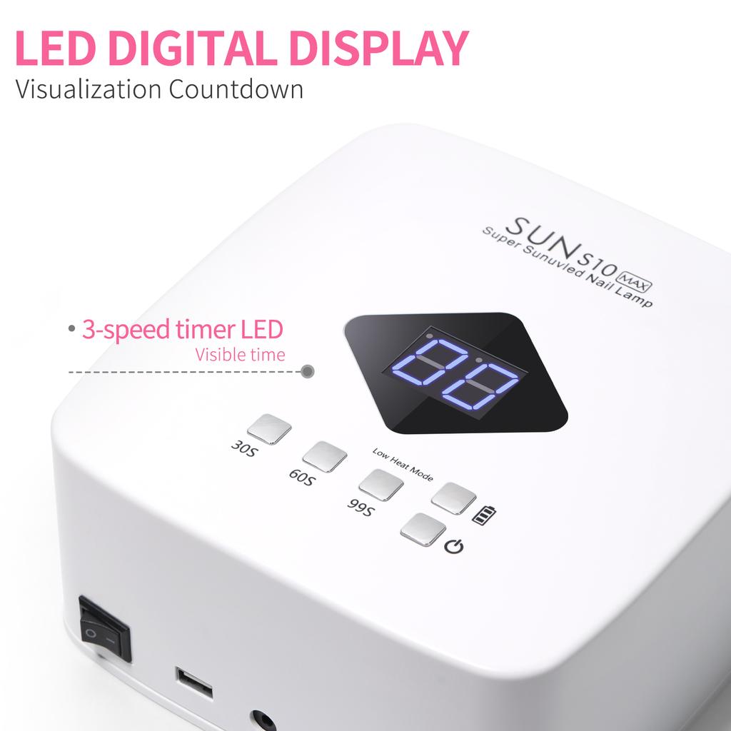 120W UV LED Nail Lamp Professional 30 LEDs Nail Dryer with 3 Timer Settings Rechargeable Manicure Lamp for Curing All Nails Gel
