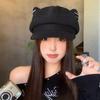 Japanese Style Cute Woolen Cat Ear Beret For Women Autumn And Winter Duckbill Octagonal Hat