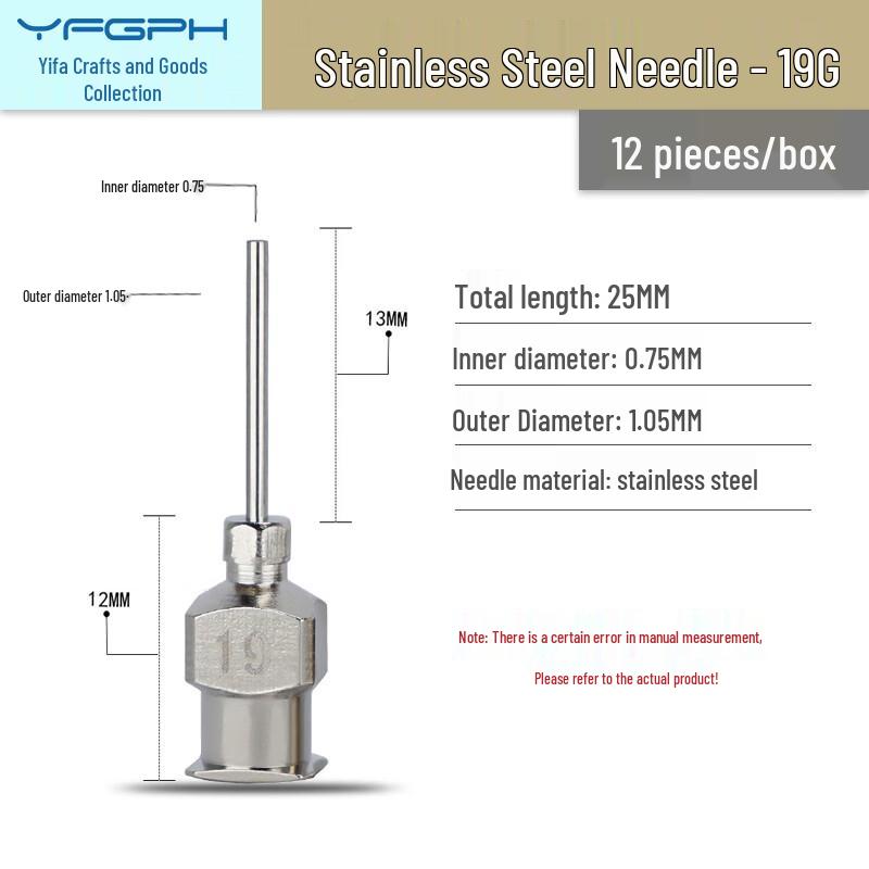 YFGPH Stainless Steel Precision Dispensing Needles 13mm Tube, 12 Pcs