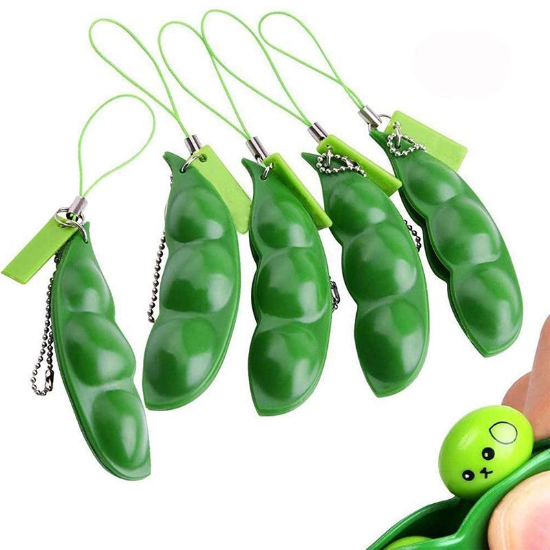 Erbsenschote Stressabbau Spielzeug Quetschen Kreatives Design Edamame Schlüsselanhänger Quetschspaß Atmungsaktiv Stressabbau Zubehör