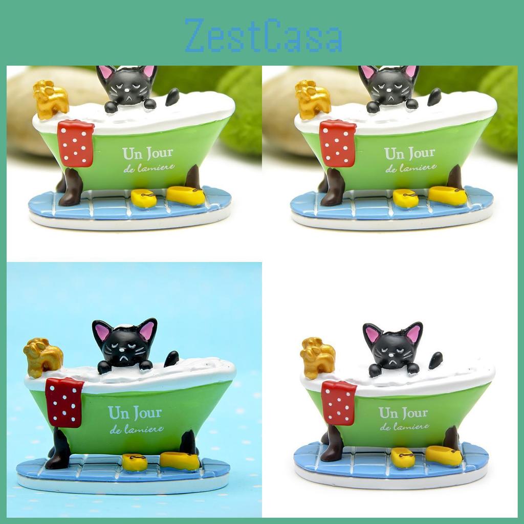 Taking Cat Black A Bath In The Bathtub Resin Ornament For Home Gifts Styling