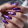 Purple Iridescent 3D Electroplated Rhombus Glossy Almond False Nails