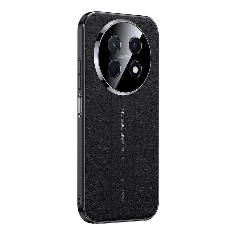 For Huawei Nova 15 Max Case Fashion Flower Seal Relief PU Leather Electroplated Frame Hard Phone Cover Non-Slip Bumper