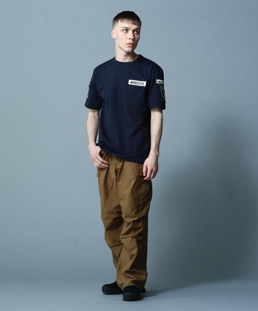 Avirex Fatigue T-Shirt, Men's Short Sleeve, Size XL (120), Navy, 783-5934010