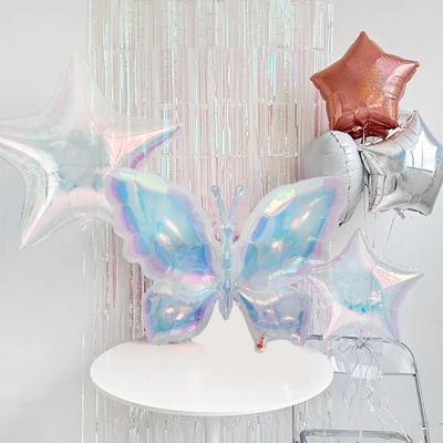 Colorful Butterfly Balloon Large Laser Rainbow Aluminum Film Balloon Birthday Wedding Party Balloon Photo Props Scene Decoration