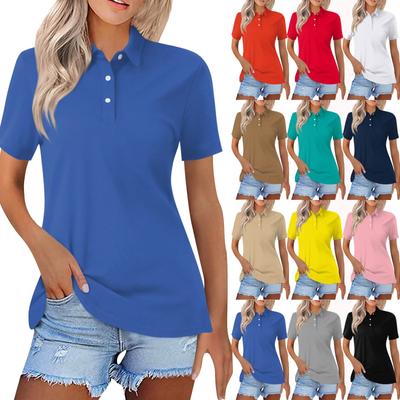 Camisa de manga corta con solapa informal a la moda para mujer, Tops con botones para mujer