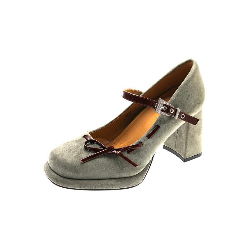 Nuova Piattaforma Primavera Tacco Spesso Scarpe Mary Jane da Donna Fibbia a Fiocco di Farfalla Moda Scarpe Lolita Eleganti Pumps da Sera per Signore