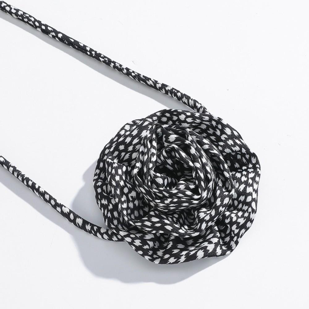Korean Style Flower Clavicle Chain Wave Point Leopard Print Chocker Vintage Chiffon Necklace  Party