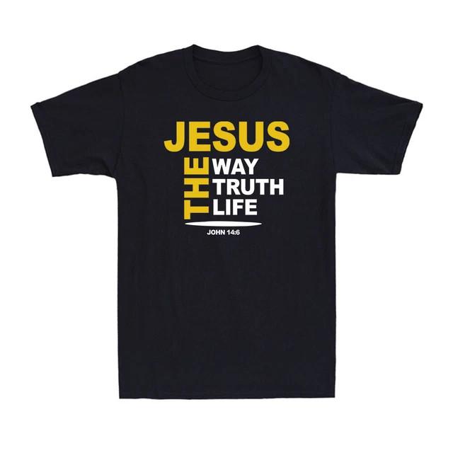Jesus Way Life Truth Religious Christian Pra T-Shirt Premium S-4XL Fast Shipping S