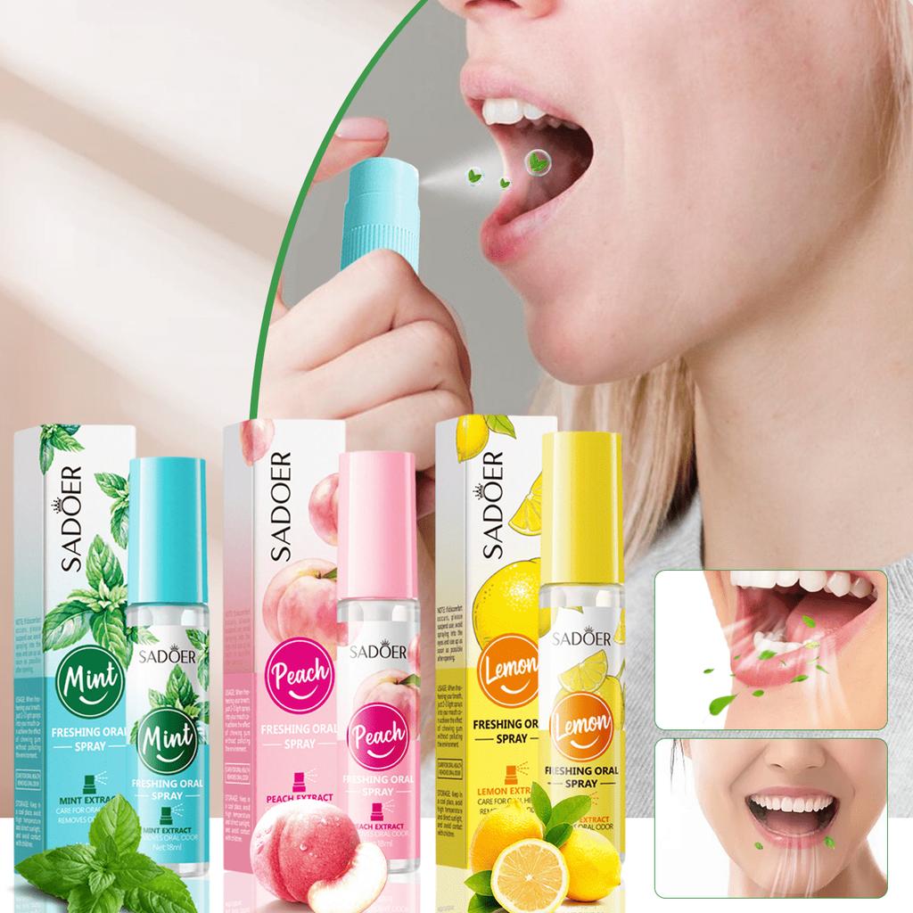 Lemon/Mint/Peach Breath Freshener Oral Spray For Eliminating Bad Breath,Fruit Flavored Mouth Freshen