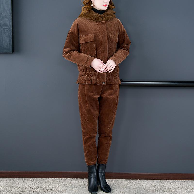 

Куртка большого размера с флисовой подкладкой, толстая, приталенная, для женщин среднего возраста - Теплое пальто с хлопковой набивкой для осени и зимы 4XL