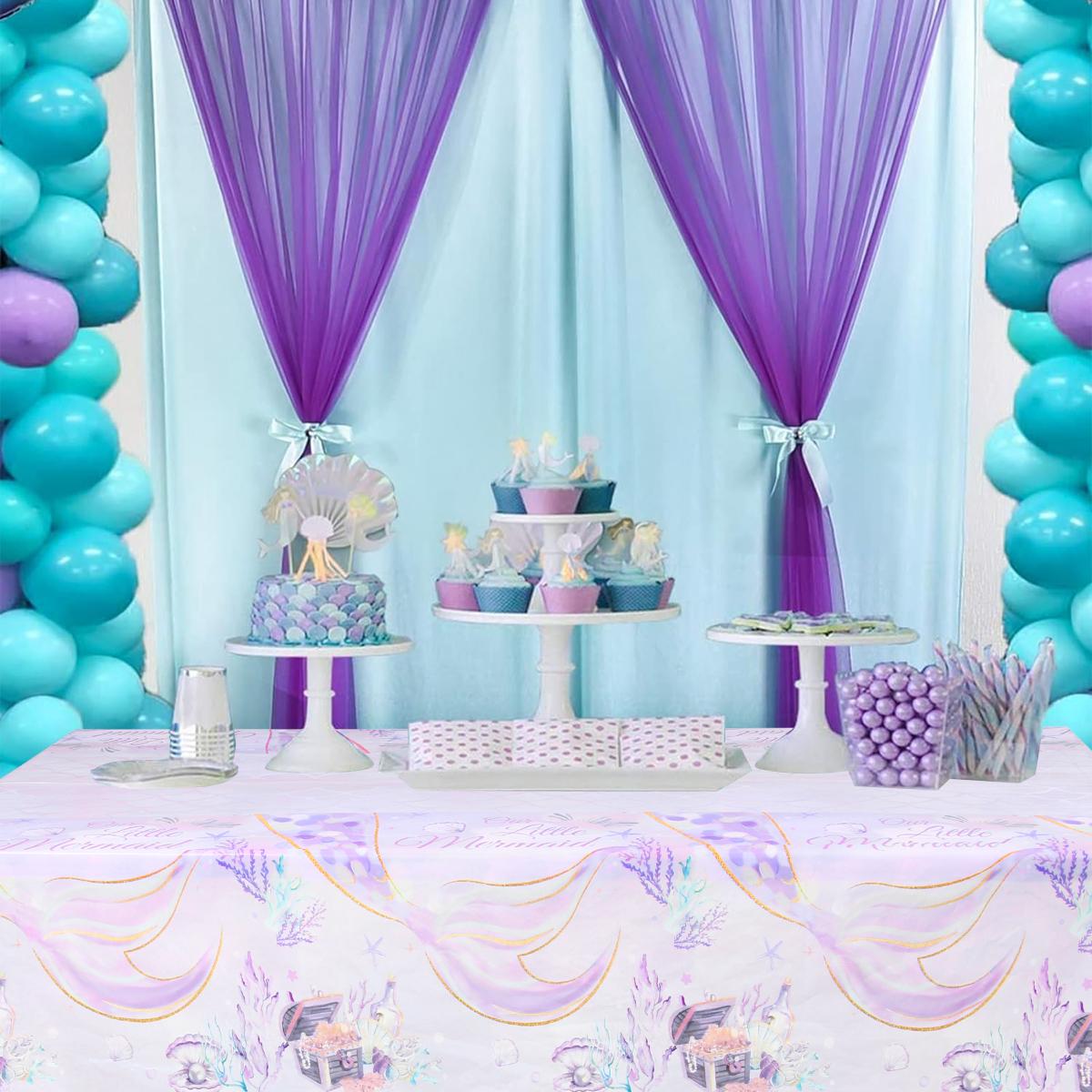 

Mermaid Tablecloth Mermaid Theme Birthday Party Decor Under The Sea Table Cover Mermaid Tail Table Decor Baby Shower Party Decor