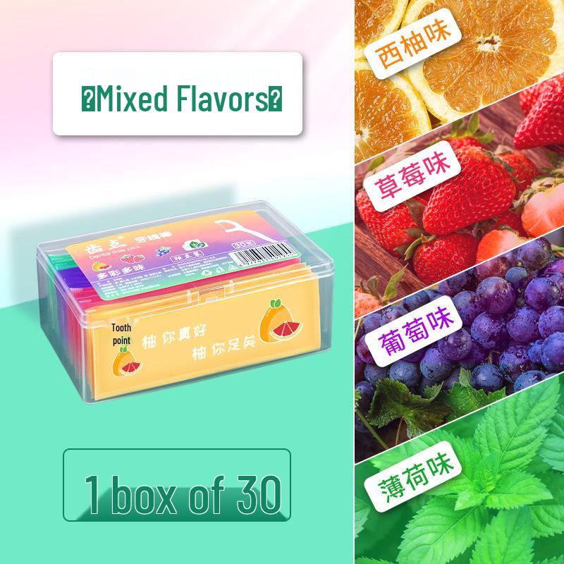 Fruit-Flavored Individually Packaged Floss Picks (30-Pack) - Colorful Disposable Toothpicks for Hotel Use