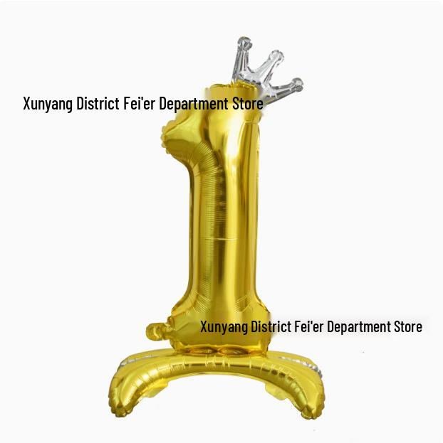 32-Inch Ins Style Digital Standing Crown Base Foil Balloon for Children's First Birthday