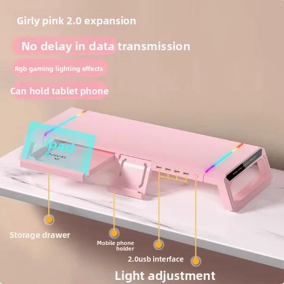 Computer Monitor Stand Riser Adjustable Folding Desktop Bracket Storage Base Multi Functional Organizer for Home Office Use