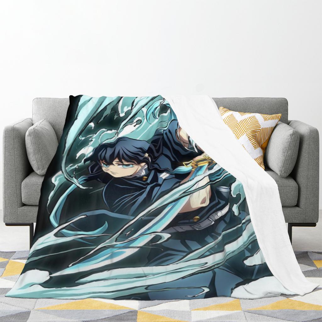 Demon Slayer Microfiber Blanket School Bed Blankets for Winter Luxury Cover Throw Sofa Knee Fluffy Soft Anime Summer & Throws