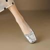 2025 autumn non-slip one-pedal single shoes women's new leather soft-soled beanie shoes silver retro flat-soled grandma shoes