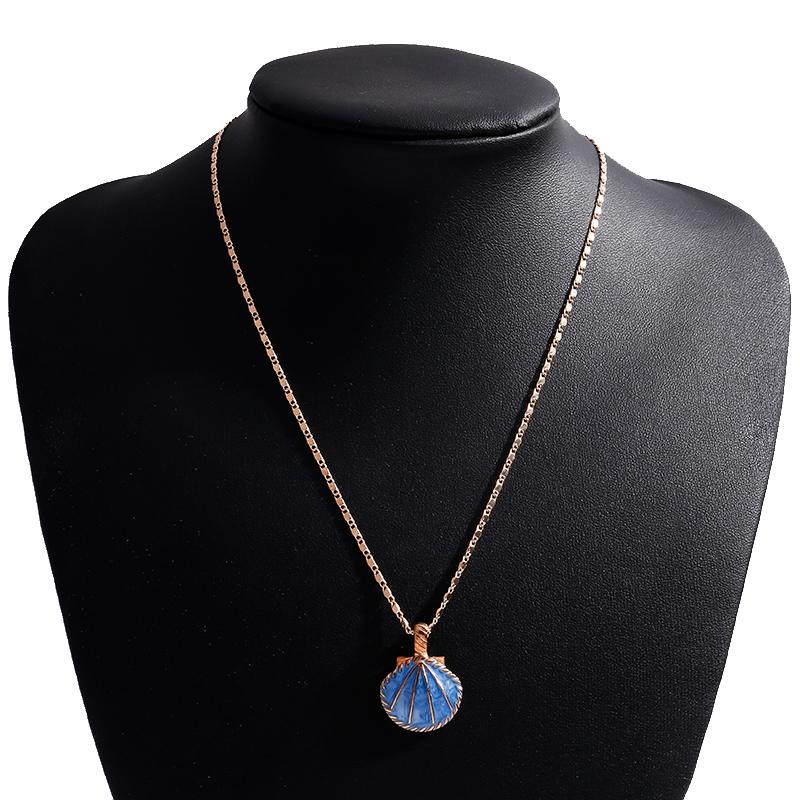 

Novelty Pink Blue Enamel Fan Shell Pendants Necklaces Gold Color Chain Choker Necklace for Women Summer Beach Party Jewelry синий