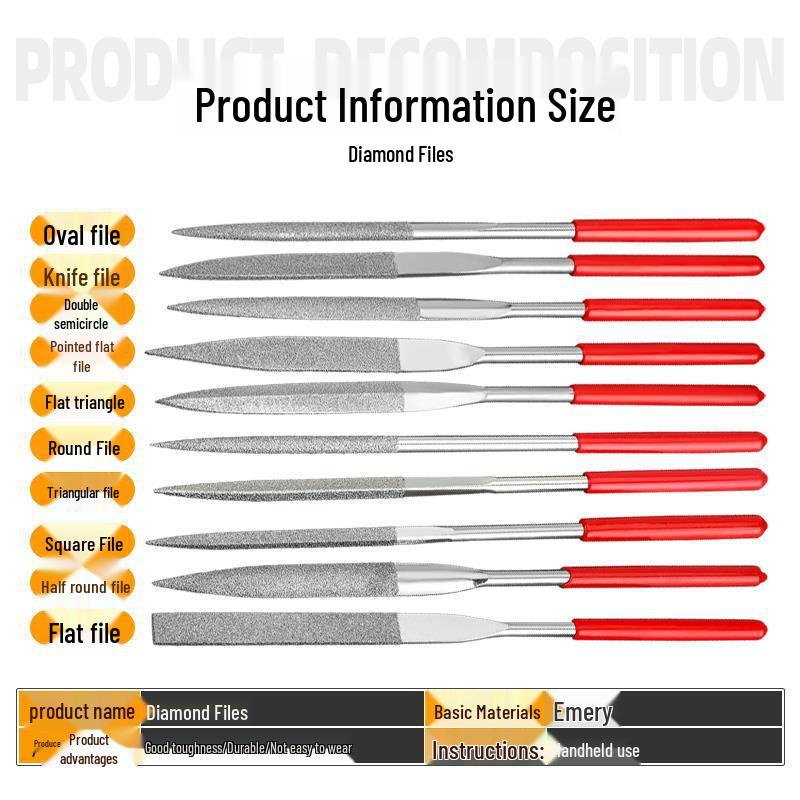Fine Alloy Steel File Set: Triangle & Half-Round Mini Tools for Metal Grinding and Deburring.