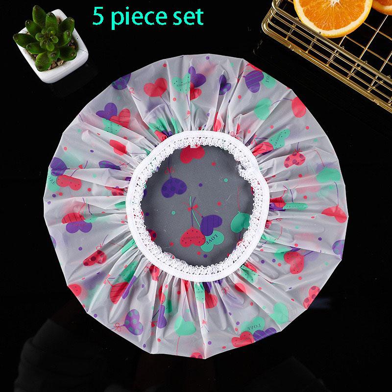 5-10PCS Thick Shower Cap For Women Waterproof Shower Cute Home Use Anti Oil Fume Foam Bath Children's Shower Cap And Head Cover