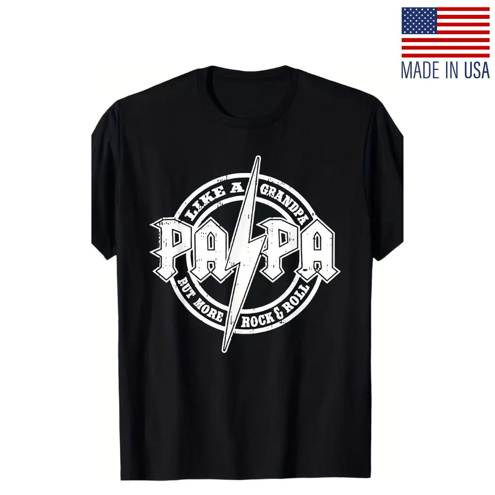 Men s Funny Papa Like A Grandpa Graphic T-Shirt - Retro Rocker Dad Design with 3XL