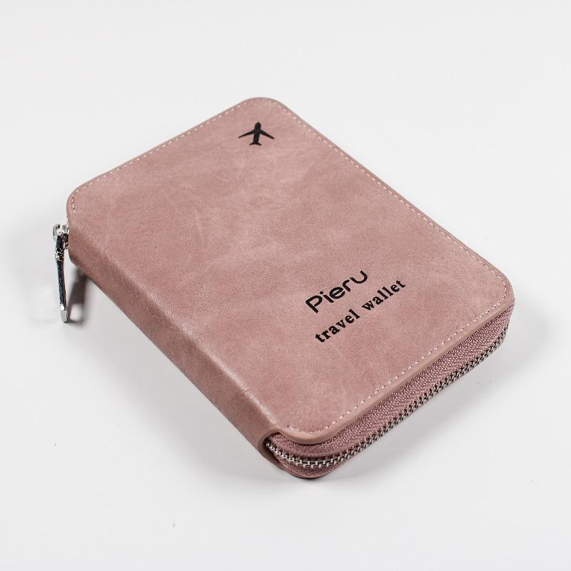 

New zipper passport bag, multi-functional RID anti-theft brush, outbound travel storage bag, simple passport holder рожевий