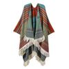 Ethnic Style Knitted Shawl Pullover Cape - Women's Warm Travel Cloak