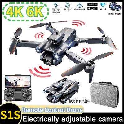 New S1S Drone 6K HD Dual Camera WIFI FPV Optical Flow Brushless RC Dron Foldable Quadcopter 3KM Four-axis Aircraft RC Drones