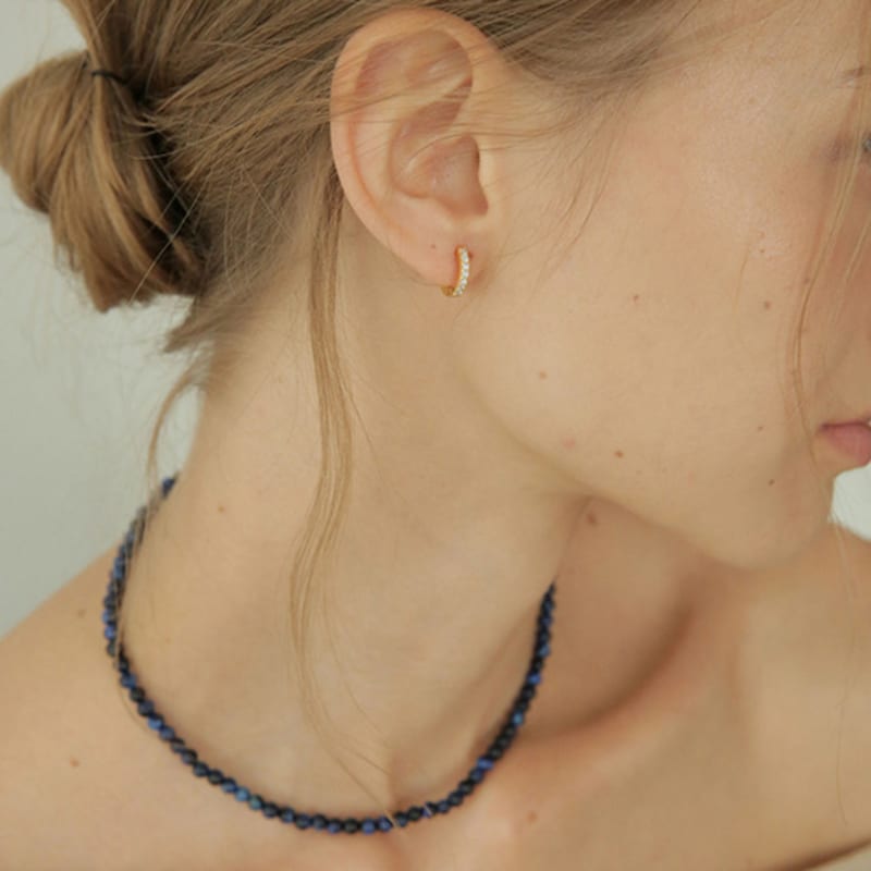 modernlike 14k gold-filled silver ruched cubic ring one-touch earrings