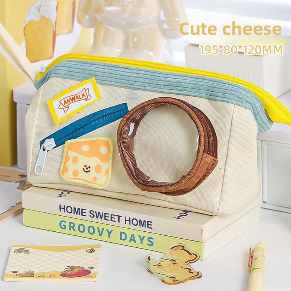 

Cartoon Food itabag Pen Bags Large Capacity Zipper Pen Bag New Stationery Storage Pouch бежевый