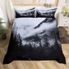 Ensemble de housse de couette Arbre Botanique Full Queen Ensemble de literie Montagnes Fumées Housse de couette Paysage Naturel Housse de couette Rustique Campagne