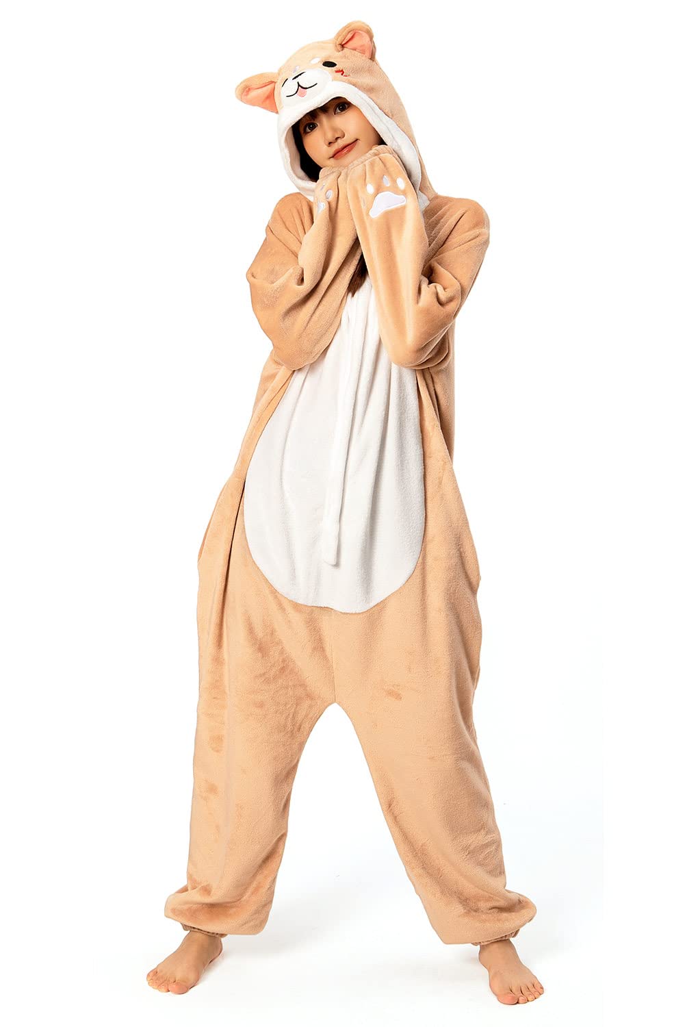 

OLAOLA Кигуруми Сиба-ину Милая пижама-костюм собаки для животных Пушистая и идеально подходит для сохранения тепла и Унисекс Фланелевая пижама-костюм, Взрослые, Хэллоуин,