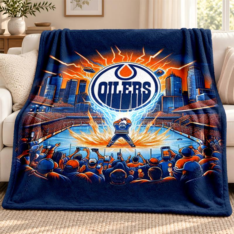 Edmonton Oilers blanket Flannel Blanket Soft Cozy Plush Throw for Sofa Bed Lightweight Home Decoration Outdoor camping